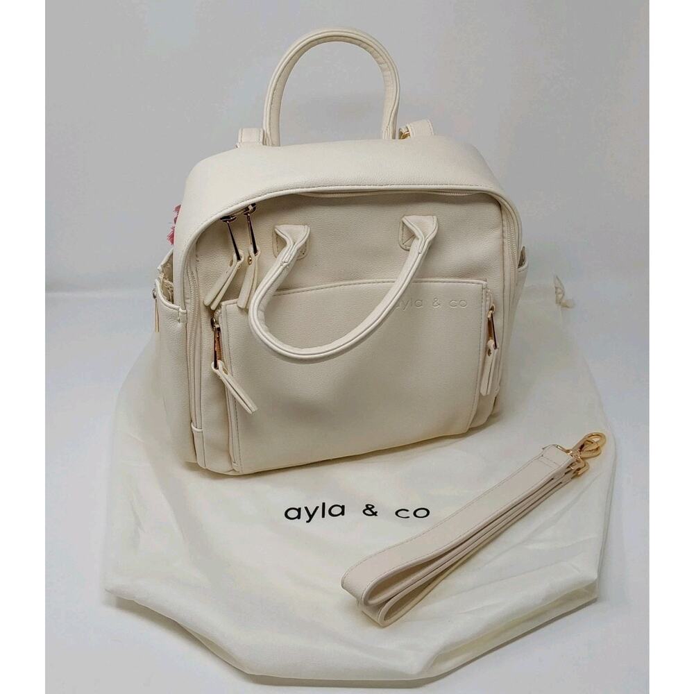 Ayla & Co Cream Faux Leather Diaper Bag Backpack Tassel Baby Bag NWT